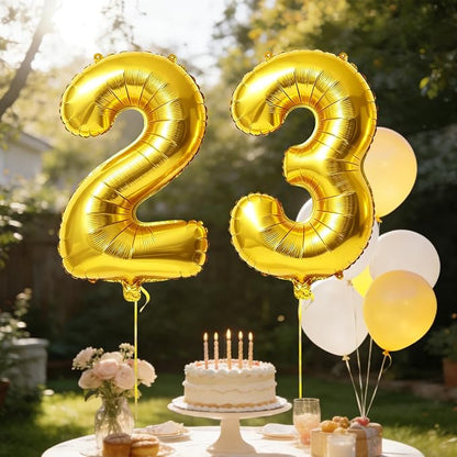40 Inch Number 23 Balloons for 23rd Birthday Party Decorations, 0-100 Gold - Image 3