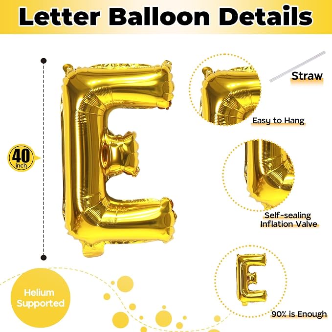 Large Custom Balloon Letters E, 40 Inch Helium Alphabet Word Balloons Decor - Image 2