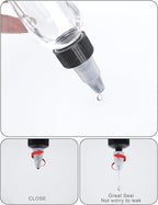 12 Pcs 1oz Plastic Squeeze Bottles with Twist Top Cap, 30ml Clear Dispensing Bottles, Empty Squirt Bottle for Liquids, Sauces, Arts, Crafts, Travel