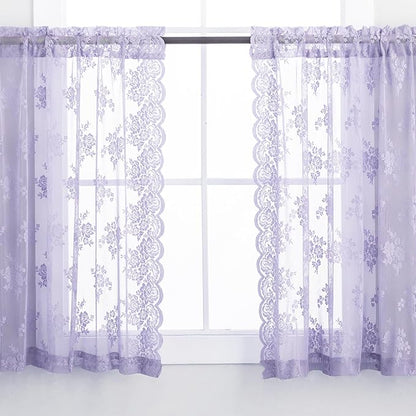 Kotile Light Purple Sheer Lace Curtains - Image 6
