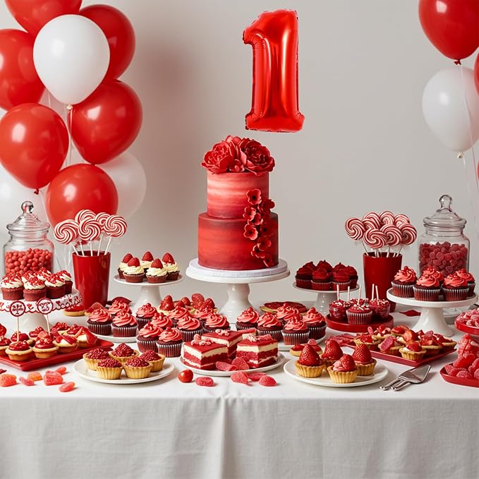 TONIFUL Number Balloon 16 Inch 10 Pcs Fat Red 0-9 Birthday Number Balloons | - Image 6