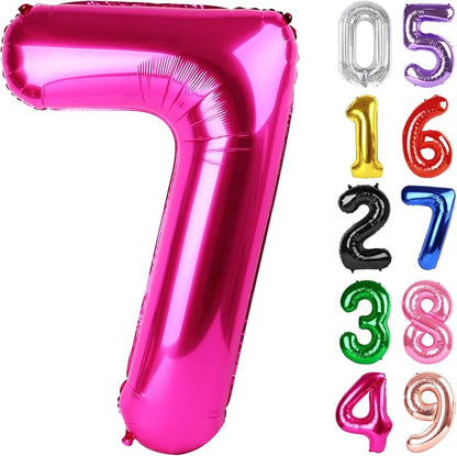 Hot Pink Number 7 Balloon 40 Inch, 7th Birthday Decorations Men Women | Foil by IWERP