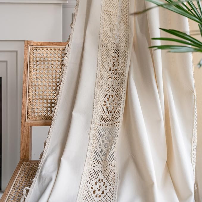 Sutuo Home Boho Curtain Crochet Lace Patchwork Semi-Blackout Bohemian Handmade - Image 9