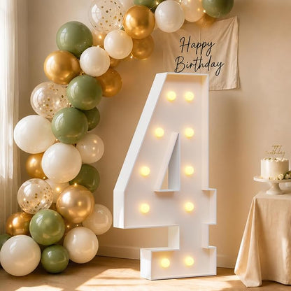 4FT Light Up Marquee Number 4 Warm White Light | Party Decor by Letsmakeitimpressive