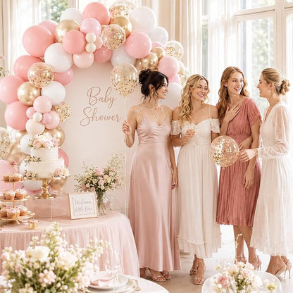 Dusty Pink Balloons, 12 Inch Dusty Pastel Pink and White Confetti Balloon - Image 6