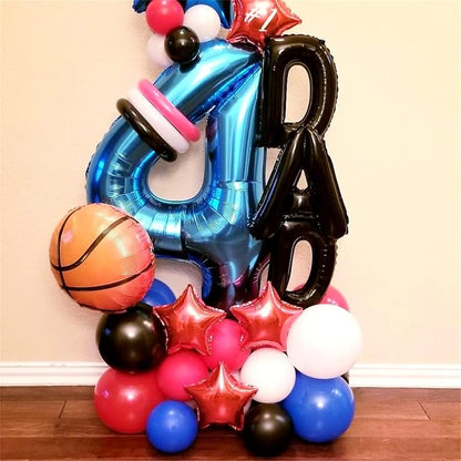 Blue 4 Balloons, 40 Inch Large Foil Number Balloons Set 0-9, Self Inflating - Image 2