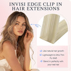 DOORES Clip in Hair Extensions Real Human Hair 16 inch 120g 7pcs Invisible Human Hair Extensions Clip ins, Injected Seamless PU Clipins Invisi Edge, 17/60 Ash Blonde Highlighted Platinum Blonde