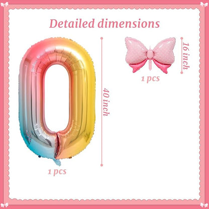 40-Inch Number 0 Gradient Giant Number Balloons And Mini Bow Balloons Foil - Image 2