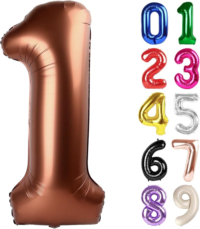 1 Balloon - Brown Birthday Number Balloons, 40 Inch Decorations Men Women | by ALPHADELTAPI