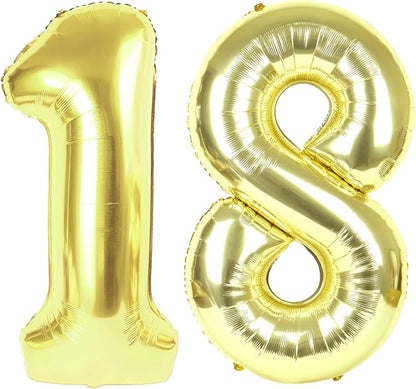 18 Balloon - Champagne Gold Birthday Number Balloons, 40 Inch Decorations | by ALPHADELTAPI