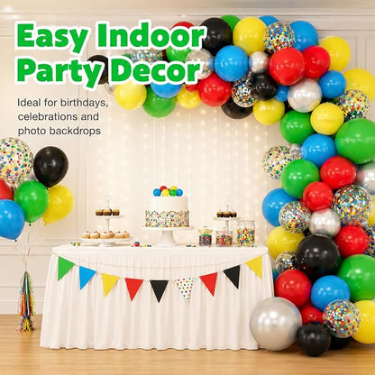 Red Yellow Blue Green Balloon, Game Themed Party Supplies - Image 7