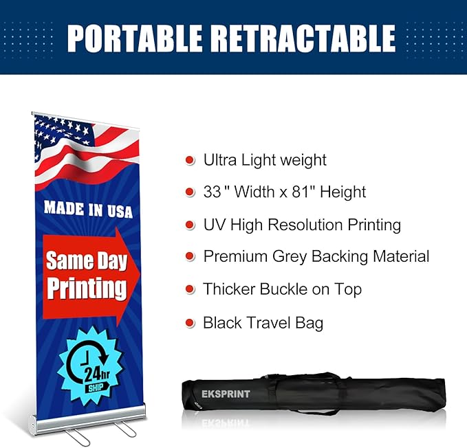Custom Retractable Banner with Silver Aluminum Stand, Personalized Roll Up - Image 2