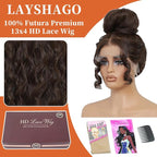 Synthetic Lace Front Wigs Pre Plucked 26 Inch Long Wavy Chocolate Brown 100% Futura Premium 13x4 HD Lace Wigs For Black Women Ready to Wear Beginner Friendly