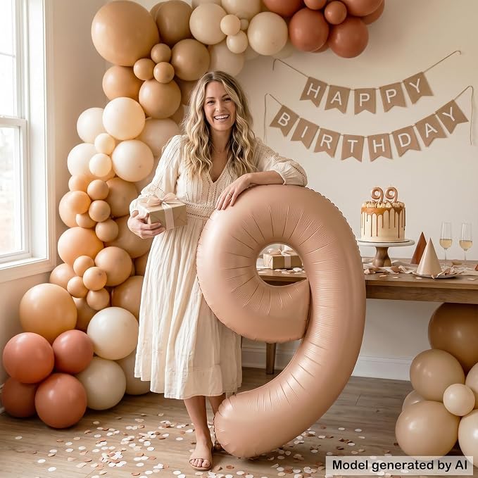 40 Inch Caramel Foil Number 9 Balloon - Image 4