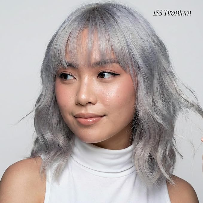 Adore Semi Permanent Hair Color (155 Titanium) | Vegan & Cruelty-Free Gray Hair Dye | No Ammonia, No Peroxide, No Alcohol | 4 Fl Oz (Pack of 1)