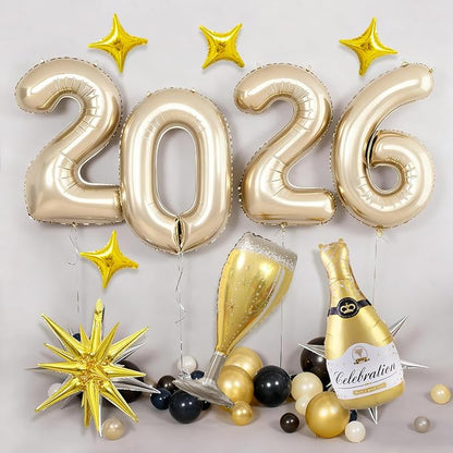 Light Gold 2026 Balloons, 40 Inch Number Champagne Gold Foil Balloons - Image 8