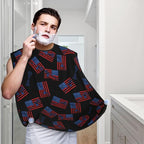 Ultimate Shaving Bib, Beard Trimming Apron with Hair Catcher, Lacrosse Sticks Ball USA American Flag Black