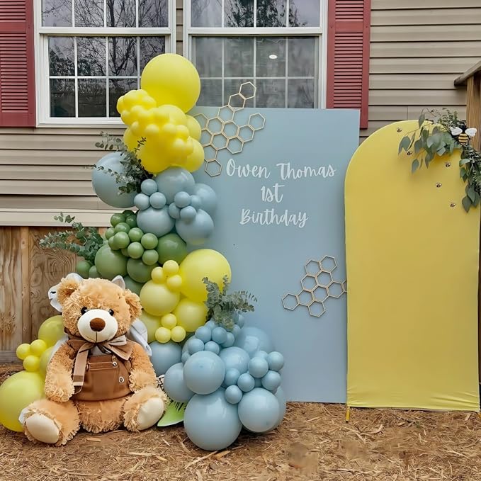 Blue and Green Balloons Sage Green Dusty Blue Yellow White Sand Balloons | - Image 8
