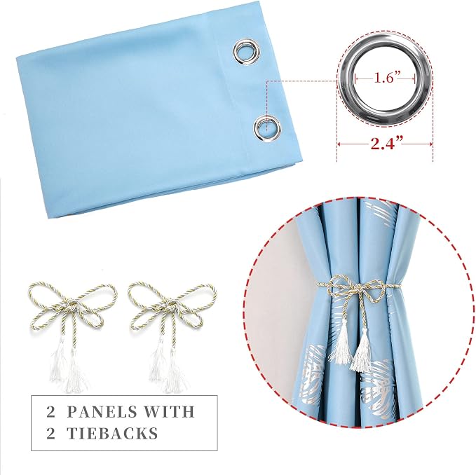 Sky Blue Blackout Curtains for Bedroom 72 Inches Long, Thermal Insulated Energy - Image 4