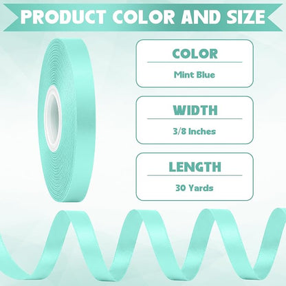 3/8In 30Yards Mint Blue Thin Ribbon - Image 2