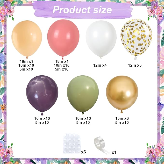 Dusty Green Purple Pink Balloon Arch Kit, Fairy Wildflower Balloon Garland Sage - Image 2
