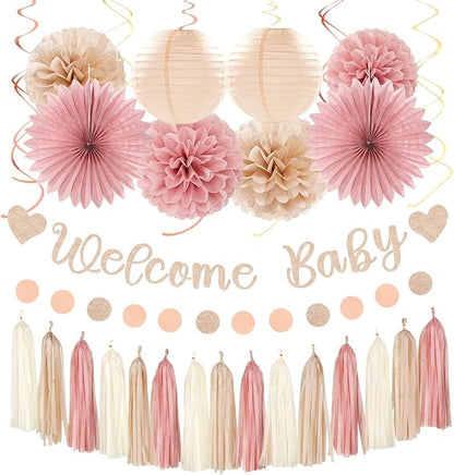 Blush-Pink Rose-Gold Fall Baby-Shower Party-Decorations by Burgleda