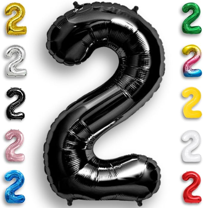 Black Number Balloon 2 Mylar Foil Balloons 16 inch Small by Unknown