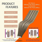 Full Shine Tape ins Human Hair Extensions Color 7 Brown Fading to 1000 Blonde And 7 Tape in Hair Extensions Human Hair 12Inch Short Tape Hair Extension Real Human Hair 30G Seamless Extensions 20Pcs