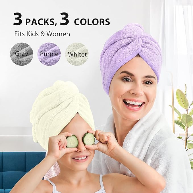 YFONG Larger Microfiber Hair Towel Wrap for Women, Purple, 30" X 10.2"