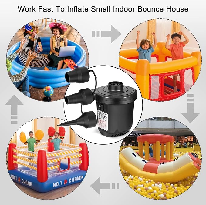 Air Pump for Inflatables, Portable Quick-Fill Electric Air Mattress Pump - Image 6