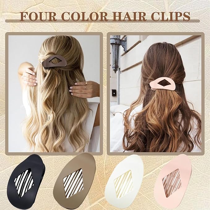 Flat Hair Claw Clips for Women,Matte Medium Hair Clips for Thick & Thin Hair- Comfortable Everyday Use for Office, Yoga, Party & Casual Styling (4PCS K)