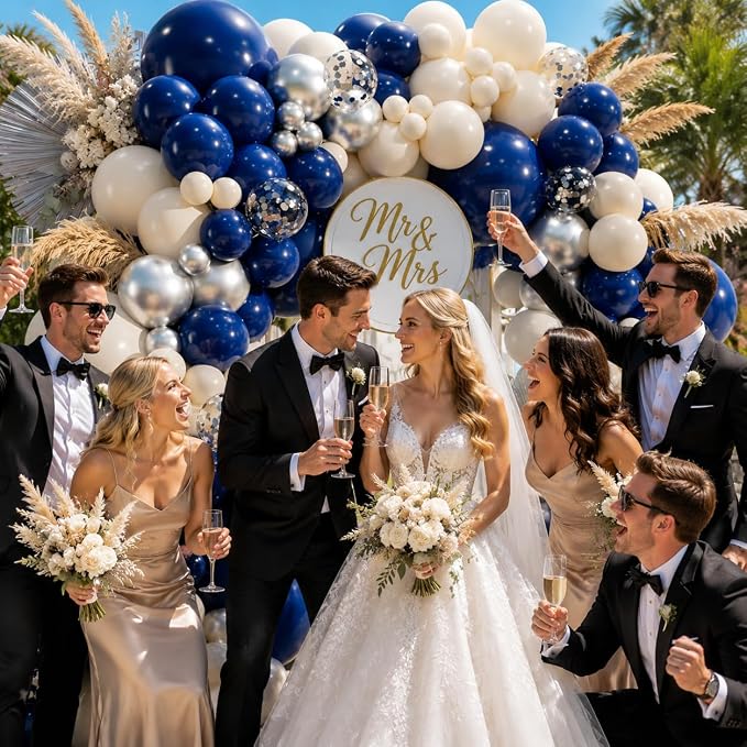 154Pcs Navy Blue Silver Balloons Garland Arch Kit - Image 4