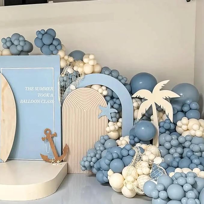 412pcs Dusty Blue Balloons Different Sizes 18 12 10 5 Inch, Slate Blue Boho - Image 7