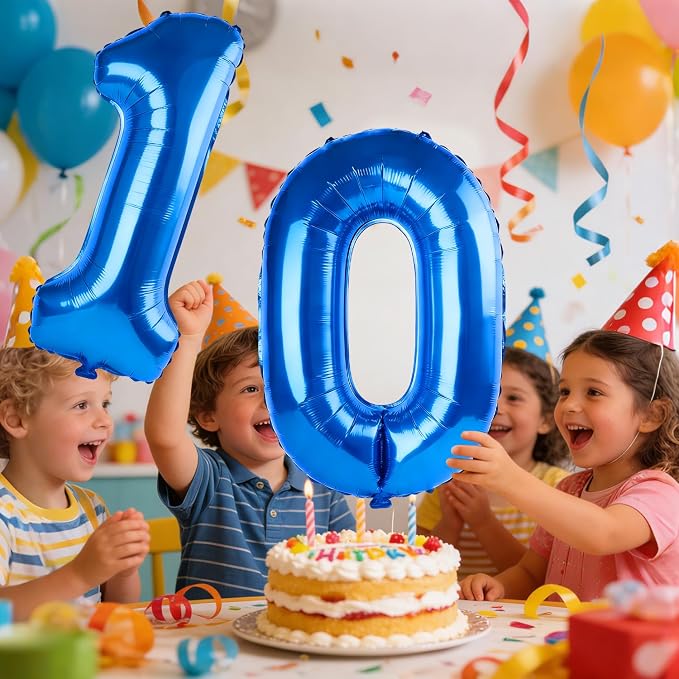 40 Inch Number 10 Balloons for 10th Birthday Party Decorations, 0-100 Dark Blue - Image 2