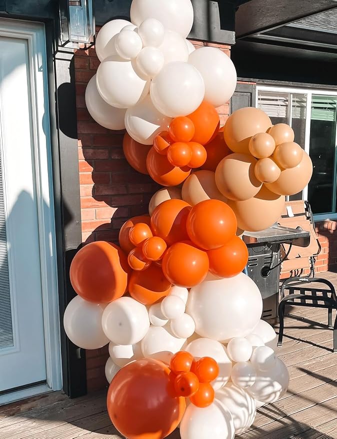 Orange and White Balloons, 12 Inch Fall Balloons - Image 6