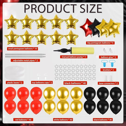 2 Sets Black Gold and Red Balloons Decorations Adjustable Balloon Column Stand - Image 3