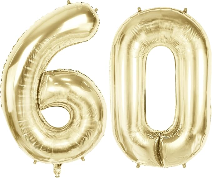 Number 60 Balloons for 60th Birthday Party Decorations, 40 Inch 0-100 by Joycard