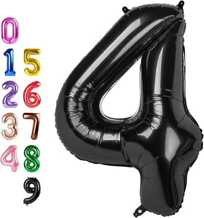 Number Balloons 4 Balloon Black by Enyeopd