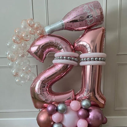Rose Gold 12 Number Balloons, 40 Inch Big Giant Jumbo 12 or 21 Balloon Numbers - Image 6
