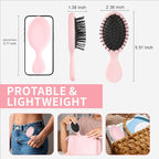 Mini Hair Bursh for Women,girls-Protable Travel Size Hair Brush for Pockets,Purse,backpack-Mini Detangler Brush for All Hair Types,Small Hair Brush for Detangling(Pink)