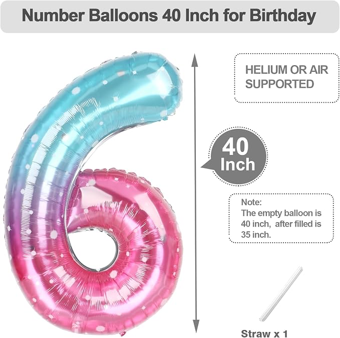 Number Balloons 40 Inch Pink Blue Purple 5 Balloon - Image 5