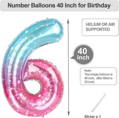 Number Balloons 40 Inch Pink Blue Purple 5 Balloon - Image 5