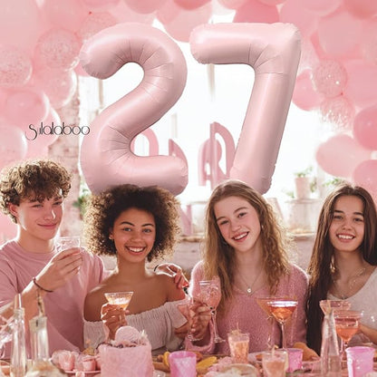 40 Inch Light Pink Number 27 Balloon 0-9 27th Foil Big Giant | Digital - Image 2