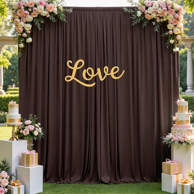 50×12ft Wrinkle Free Brown Backdrop Curtain - Image 5