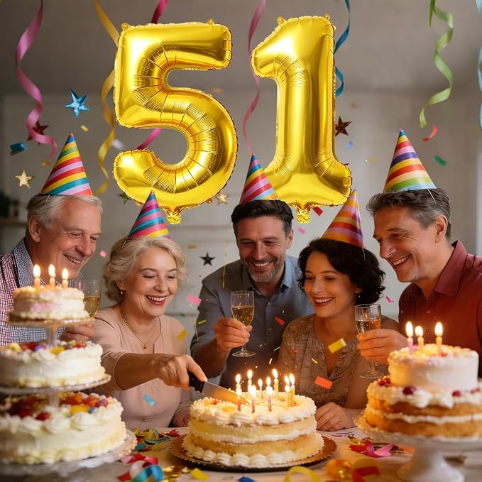 40 Inch Number 51 Balloons for 51st Birthday Party Decorations, 0-100 Gold - Image 2