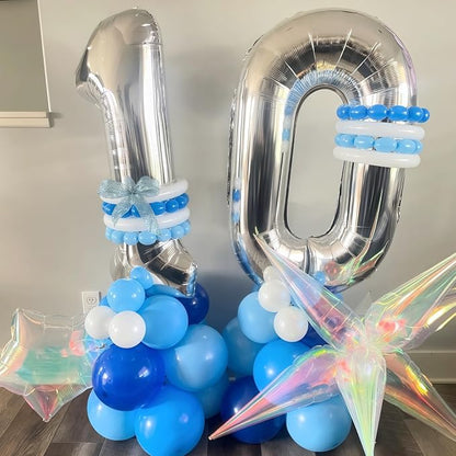 Silver 16th Birthday Balloons for Boys, 40 Inch Mylar Self Inflating 16 Balloon - Image 5