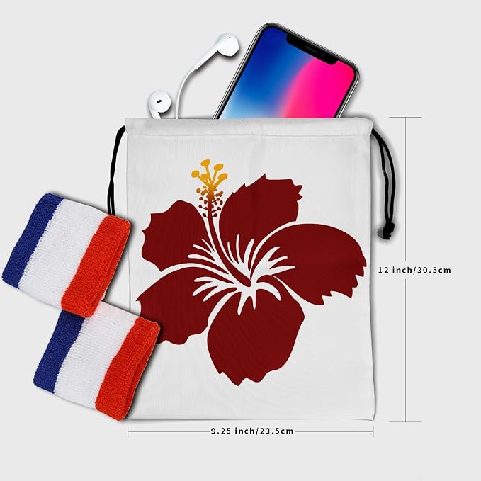 Hibiscus Flower Drawstring Grip Bags - Image 6