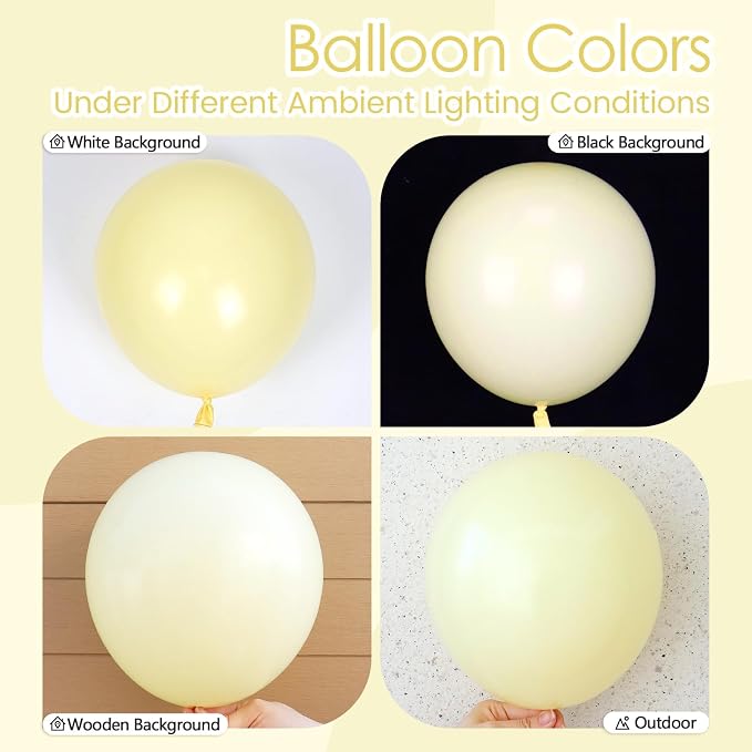 Pastel Yellow balloons 12 inch, Light Yellow Latex Balloons 50pcs Party Balloon - Image 3