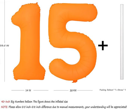 Orange Birthday Number 15 Balloon 40IN Fluorescent Orange 51 Balloon | - Image 2