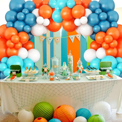GRESATEK Orange-Blue-White Balloon Arch Garland Kit, Teal Blue Peacock White - Image 6